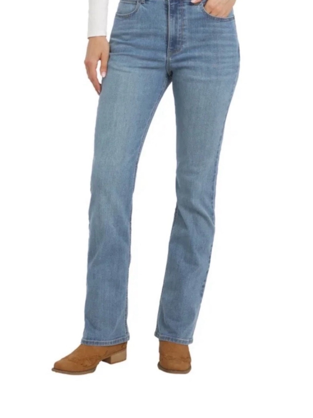 Wrangler Womens Bootcut Jeans In Light Blue Denim